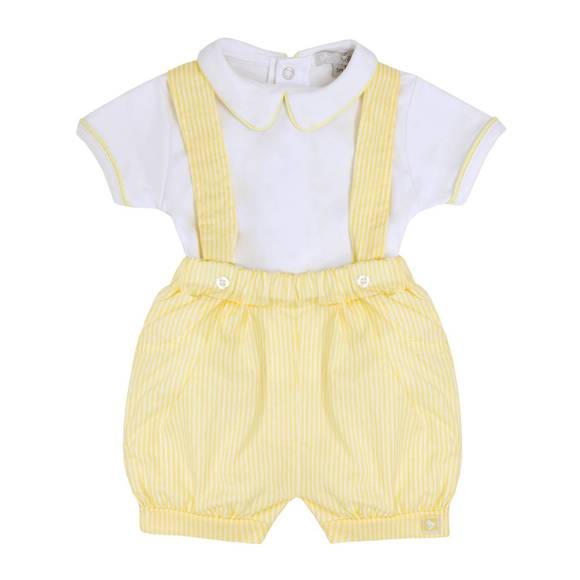 BLUES BABY Other - NEW BLUES BABY seersucker dungaree set in lemon & white
